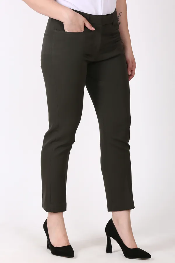 EDENRYD_Formal_Pant_suit_open_front_Dusty_green_Blazer_with_Black_Pant_Solid_Women_Suit