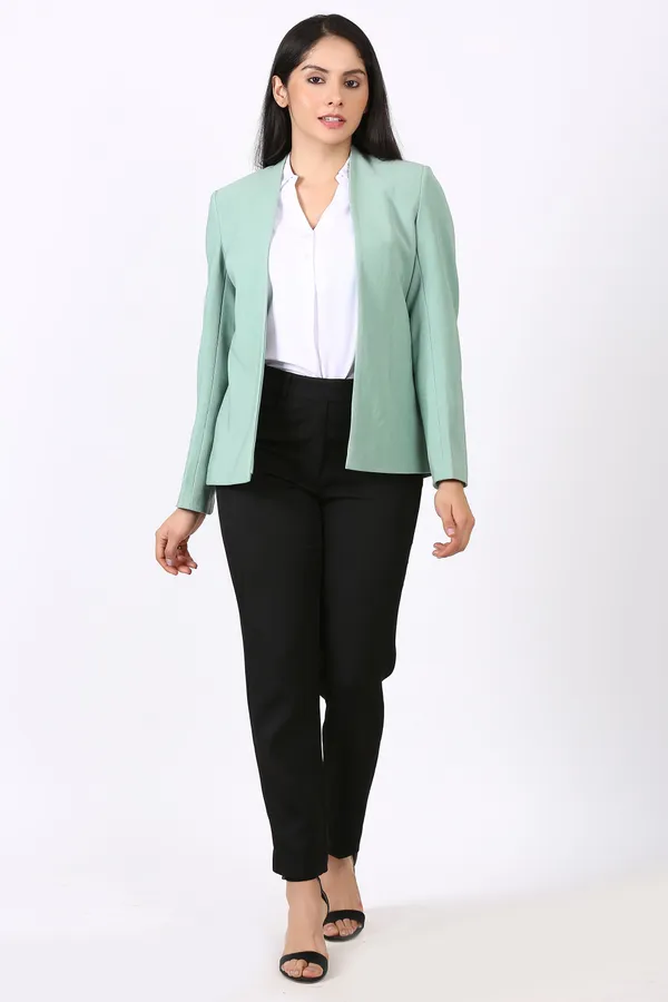 Light_Green_Hosiery_Casual_Single_Breasted_Blazer_For_Women