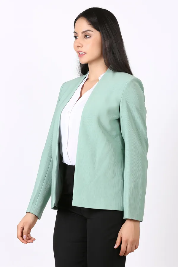Light_Green_Hosiery_Casual_Single_Breasted_Blazer_For_Women