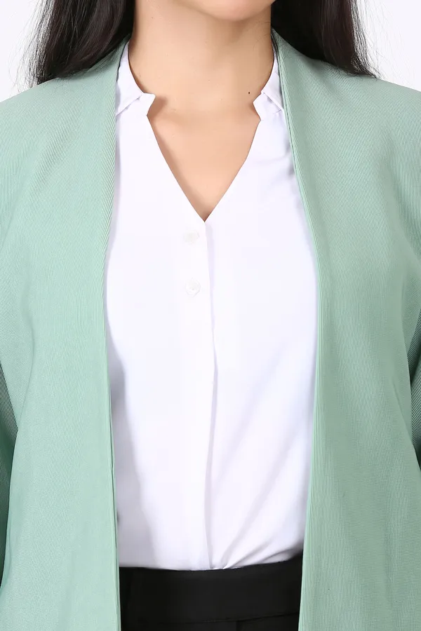 Light_Green_Hosiery_Casual_Single_Breasted_Blazer_For_Women