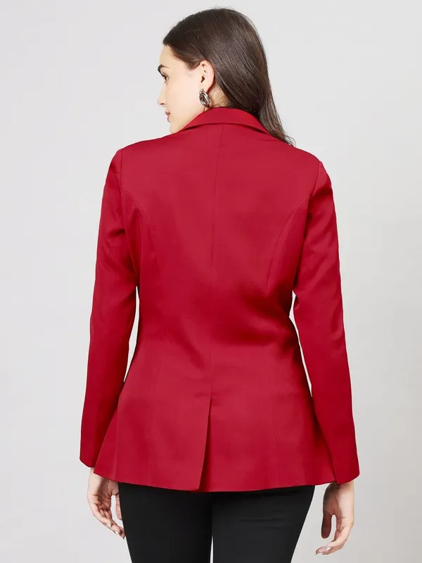 Red_Polyester_Blend_Formal_Single_Breasted_Blazer_For_Women