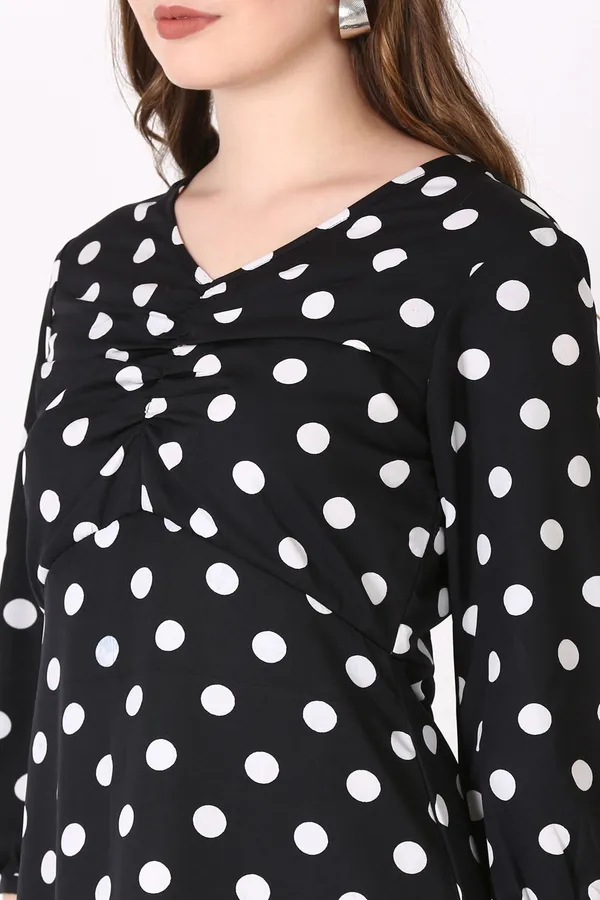 Black_Crepe_Party_Polka_Print_A-Line_Dress_For_Women