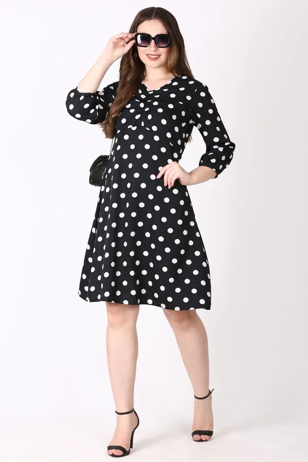 Black_Crepe_Party_Polka_Print_A-Line_Dress_For_Women