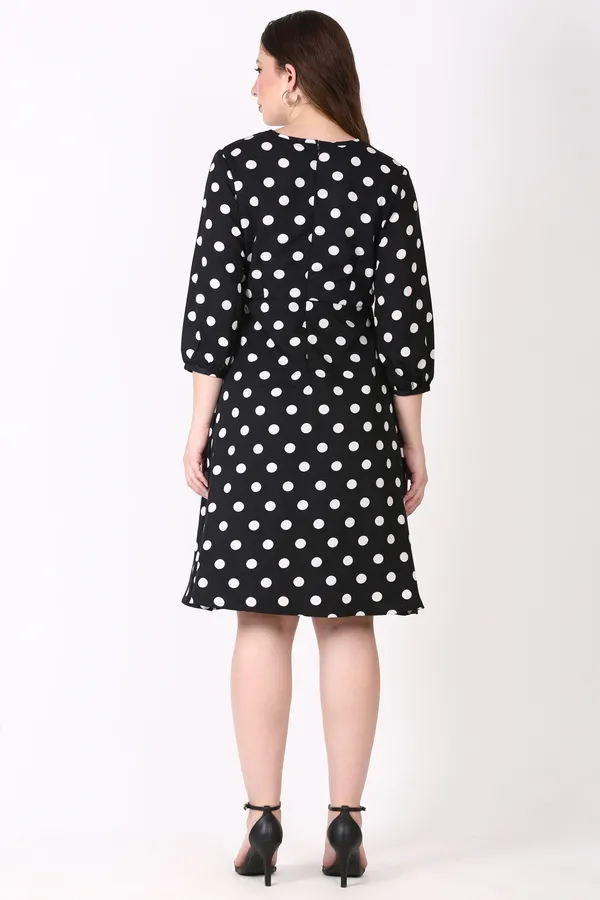 Black_Crepe_Party_Polka_Print_A-Line_Dress_For_Women