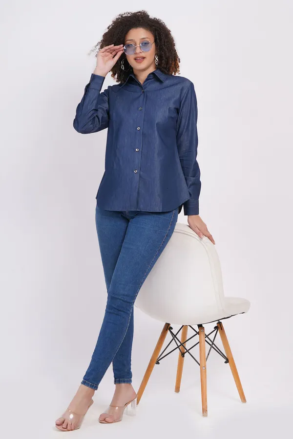 Blue_Denim_Casual_Solid_Shirt_For_Women