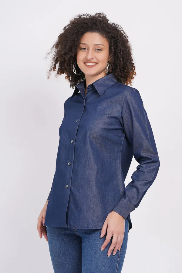 Blue_Denim_Casual_Solid_Shirt_For_Women
