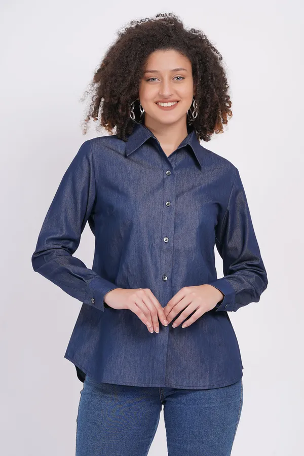 Blue_Denim_Casual_Solid_Shirt_For_Women