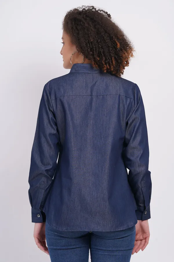 Blue_Denim_Casual_Solid_Shirt_For_Women