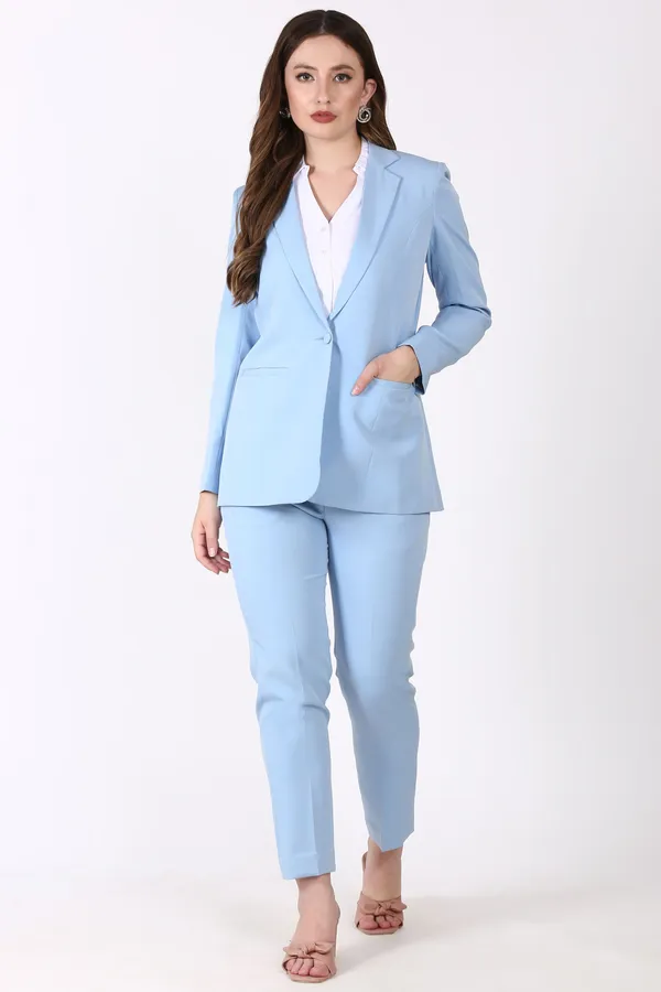 Light_Blue_Polyester_Blend_Formal_Pantsuit_Single_Button_Blazer_With_Straight_Pants_For_Women