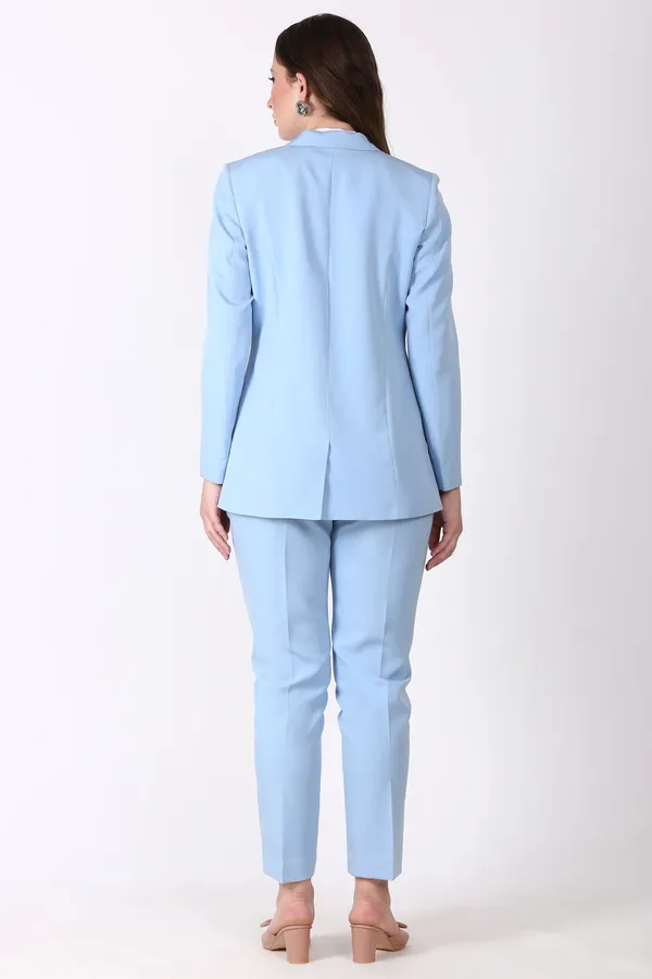 Light_Blue_Polyester_Blend_Formal_Pantsuit_Single_Button_Blazer_With_Straight_Pants_For_Women