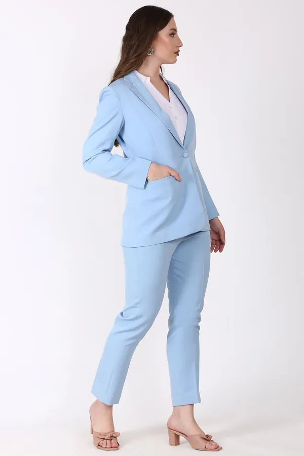 Light_Blue_Polyester_Blend_Formal_Pantsuit_Single_Button_Blazer_With_Straight_Pants_For_Women