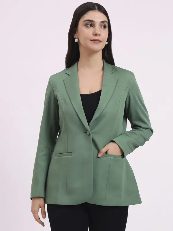 Green_Formal_Single_Breasted_Blazer_For_Women