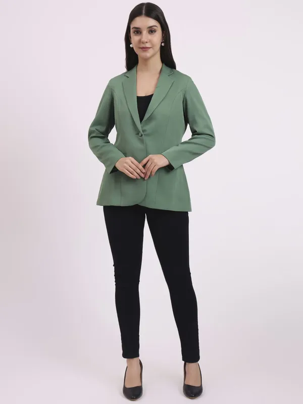 Green_Formal_Single_Breasted_Blazer_For_Women