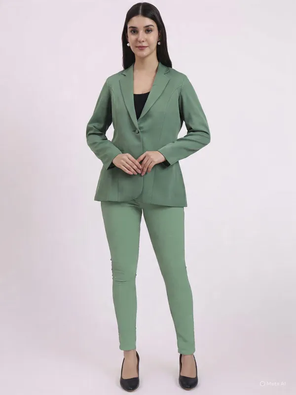 Green_women_Blazer_Pant_set