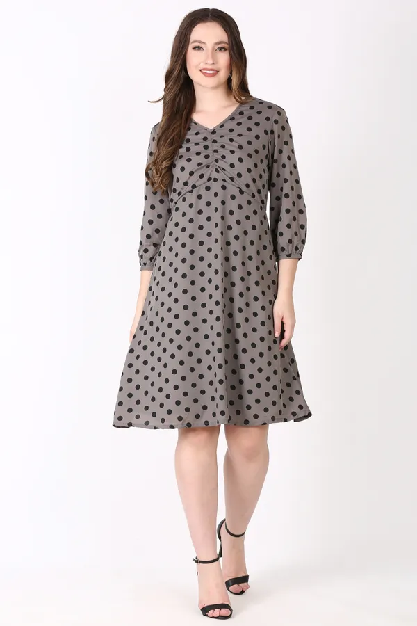 Grey_Crepe_Party_Polka_Print_A-Line_Dress_For_Women