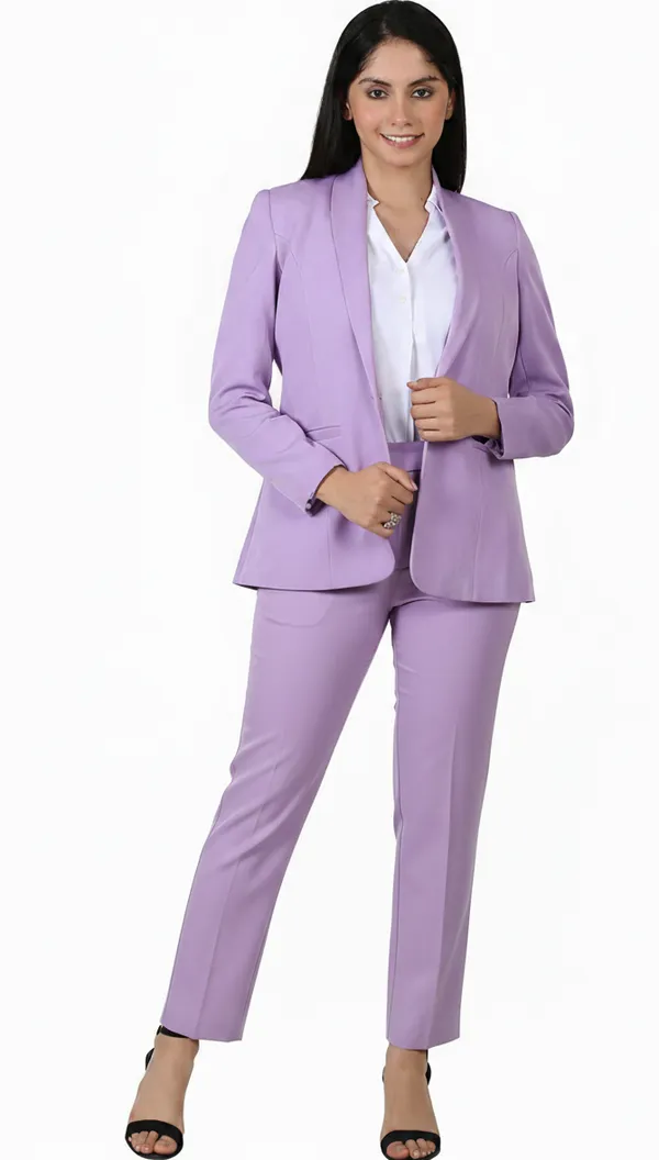 Lavender_Polyester_Blend_Formal_Pantsuit_Single_Button_Blazer_With_Straight_Pants_For_Women