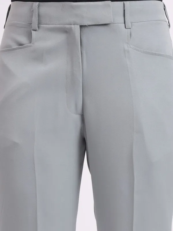 Light_Grey_Polyester_Blend_Formal_Pantsuit_Single_Button_Blazer_With_Straight_Pants_For_Women