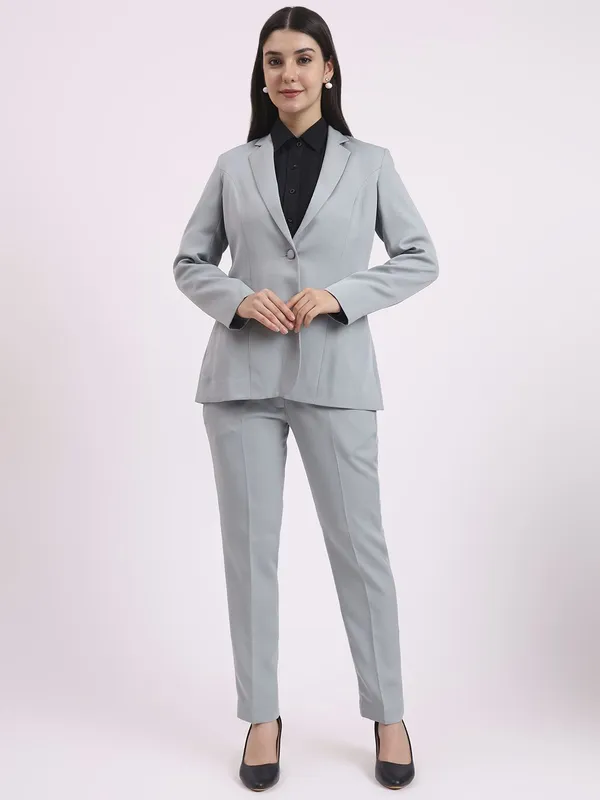 Light_Grey_Polyester_Blend_Formal_Pantsuit_Single_Button_Blazer_With_Straight_Pants_For_Women