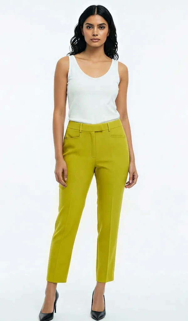 Lime_Yellow_Formal_Slim_Fit_Trouser_For_Women