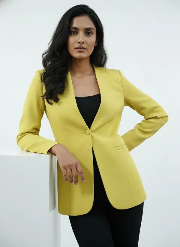 Lime_Yellow_Opend_Front_Women_Blazer