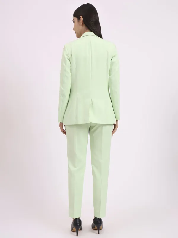 Lt_Green_Polyester_Blend_Formal_Pantsuit_Single_Button_Blazer_With_Straight_Pants_For_Women