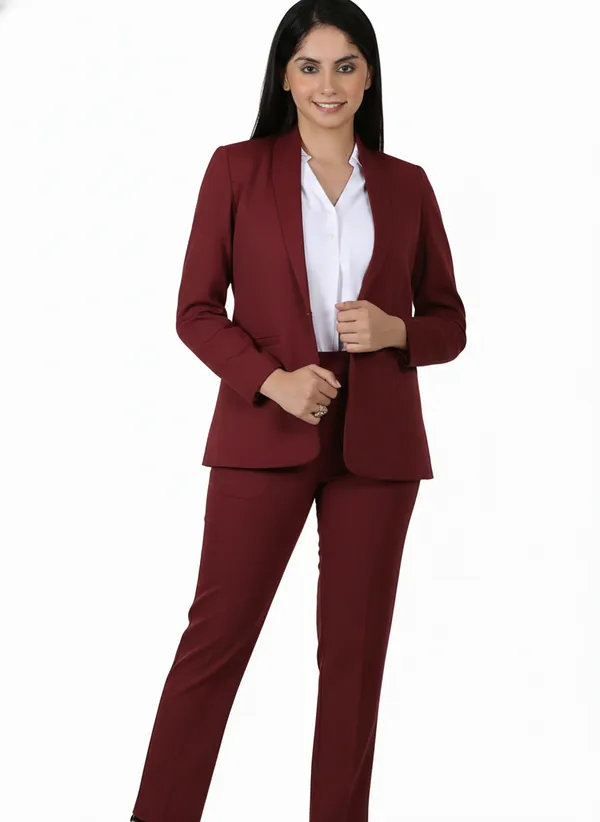 Maroon_Formal_Pantsuit_Shawl_Lapel_With_Straight_Pants_For_Women