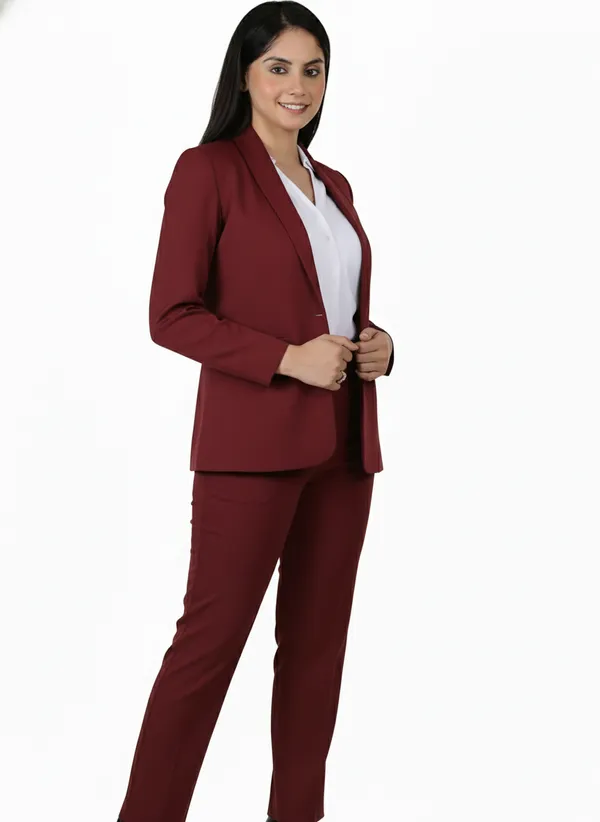 Maroon_Formal_Pantsuit_Shawl_Lapel_With_Straight_Pants_For_Women
