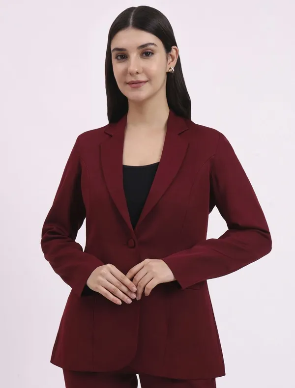 Maroon_Formal_Single_Breasted_Blazer_For_Women