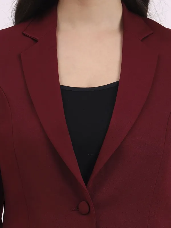 Maroon_Formal_Single_Breasted_Blazer_For_Women