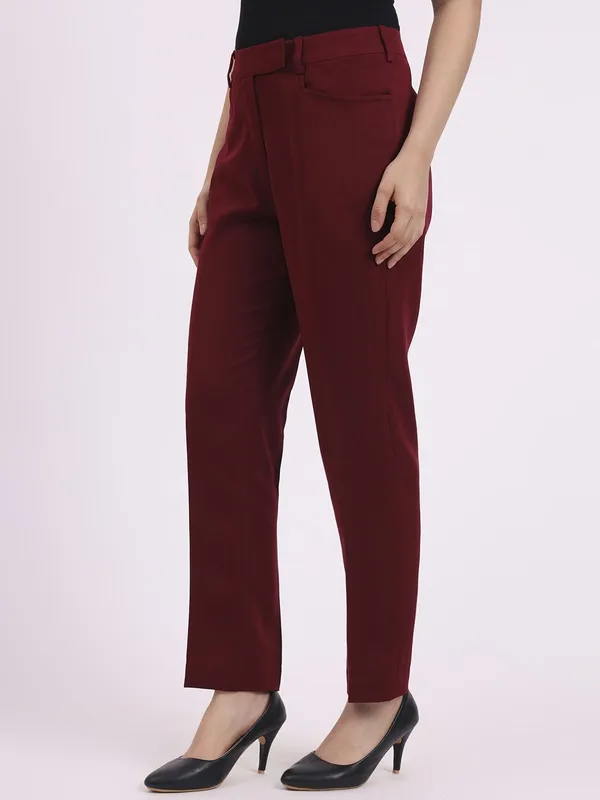 Maroon_Formal_Slim_Fit_Trouser_For_Women