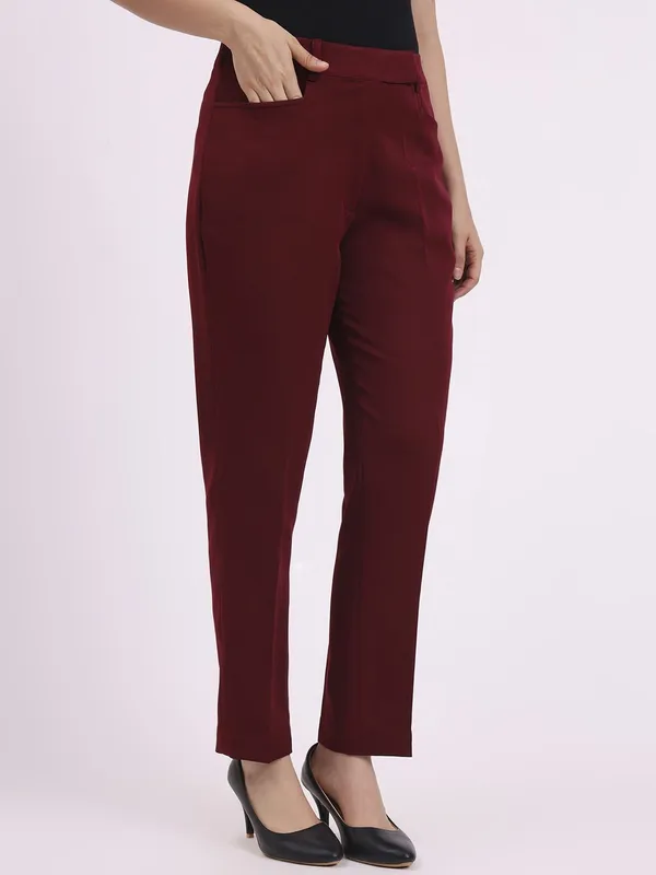 Maroon_Formal_Slim_Fit_Trouser_For_Women