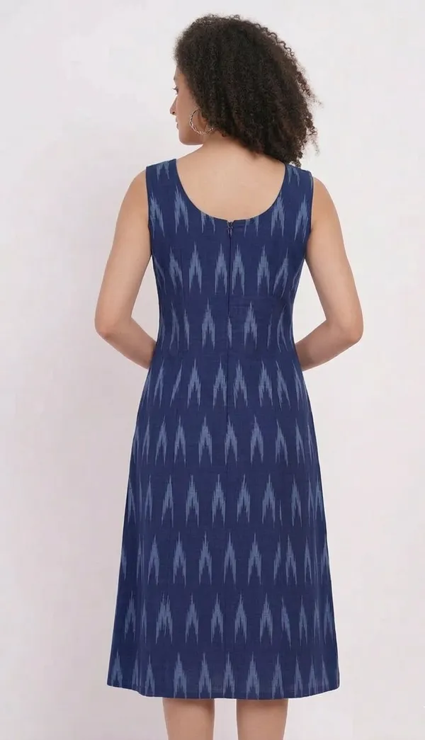 Navy_Ikkat_Women_Sleevless_Dress