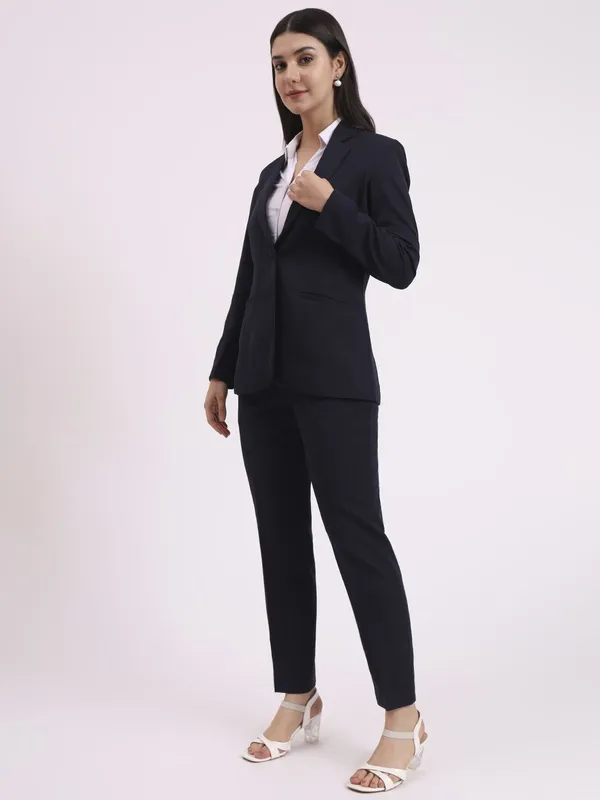 Navy_Polyester_Blend_Formal_Pantsuit_Single_Button_Blazer_With_Straight_Pants_For_Women