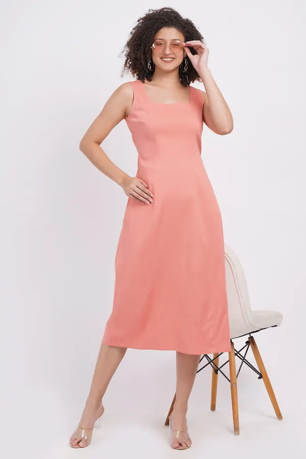 Peach_orange_Women_Sleevless_Dress