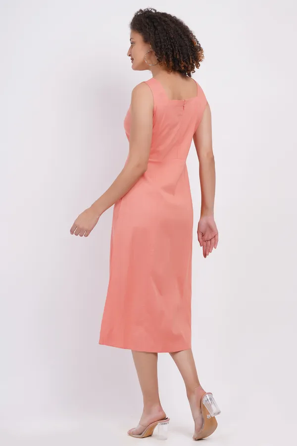 Peach_orange_Women_Sleevless_Dress