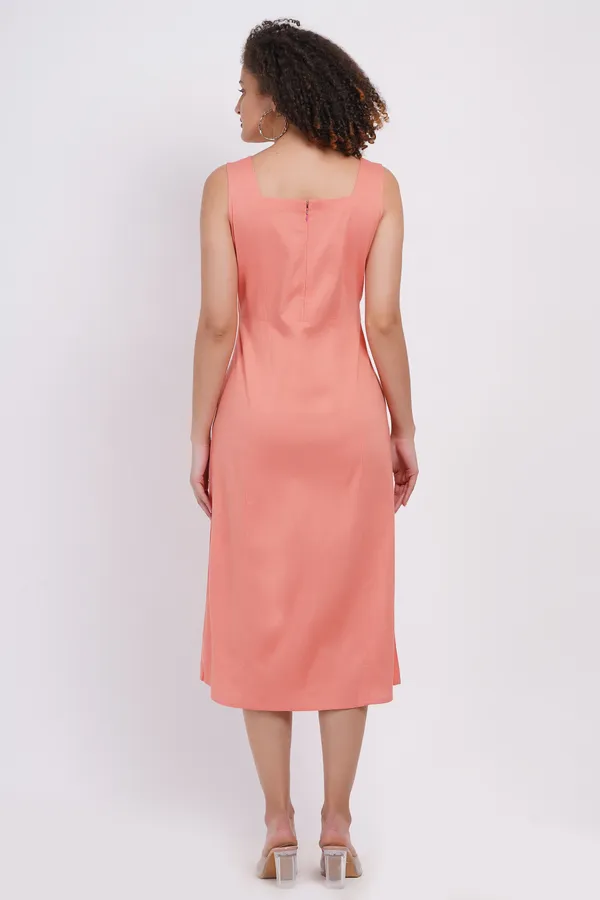 Peach_orange_Women_Sleevless_Dress