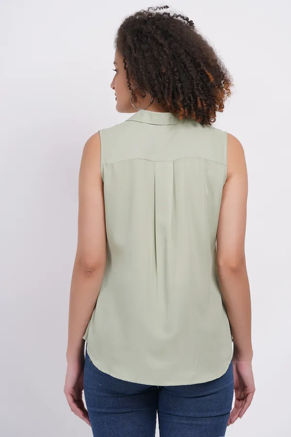 Pista_Green_Sleevless_Polyester_Spandex_Top_For_Women