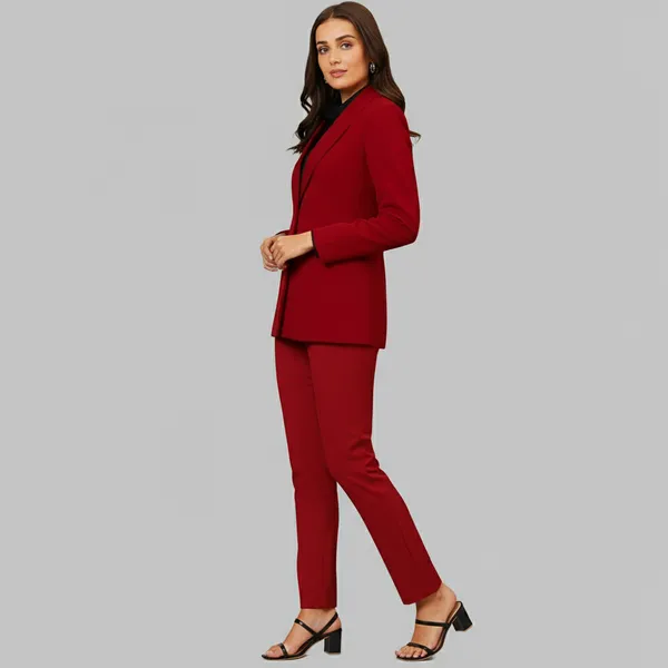 Red_Formal_Pantsuit_Shawl_Lapel_With_Straight_Pants_For_Women