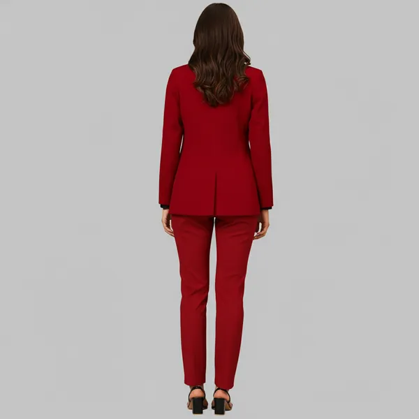 Red_Formal_Pantsuit_Shawl_Lapel_With_Straight_Pants_For_Women