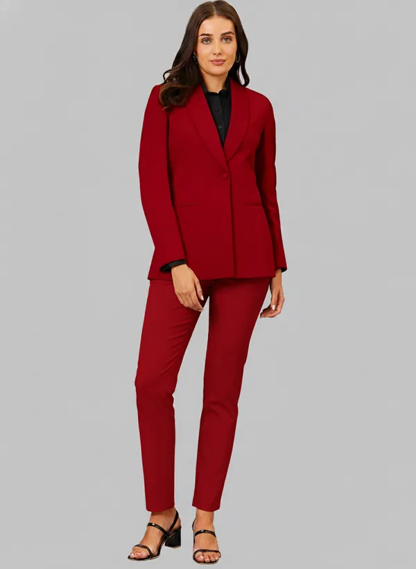 Red_Formal_Pantsuit_Shawl_Lapel_With_Straight_Pants_For_Women