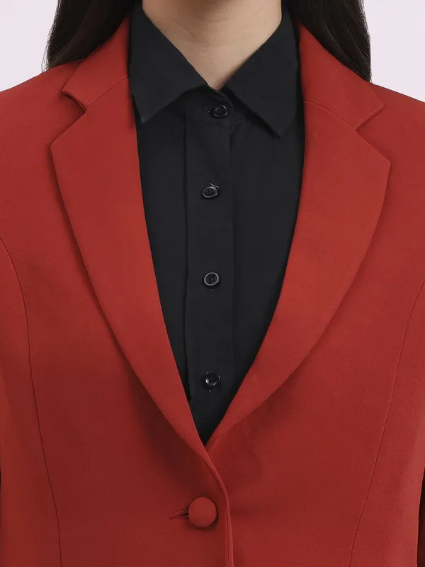 Red_Polyester_Blend_Formal_Pantsuit_Single_Button_Blazer_With_Straight_Pants_For_Women