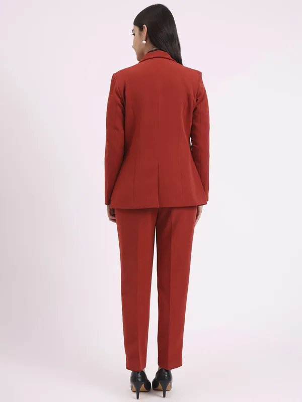 Red_Polyester_Blend_Formal_Pantsuit_Single_Button_Blazer_With_Straight_Pants_For_Women