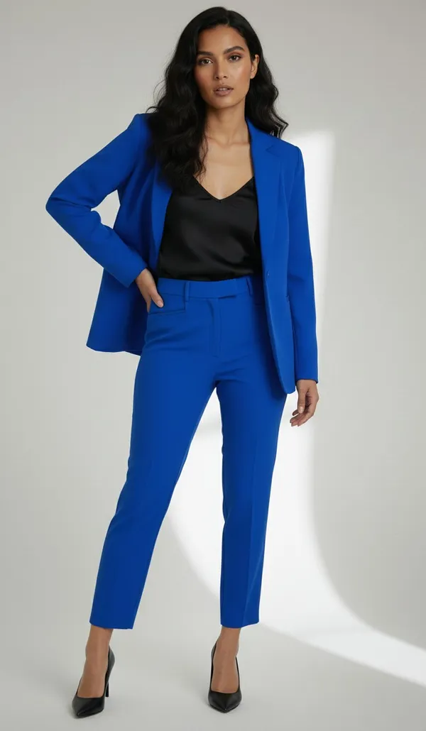 Royal_Blue_Polyester_Blend_Formal_Pantsuit_Single_Button_Blazer_With_Straight_Pants_For_Women