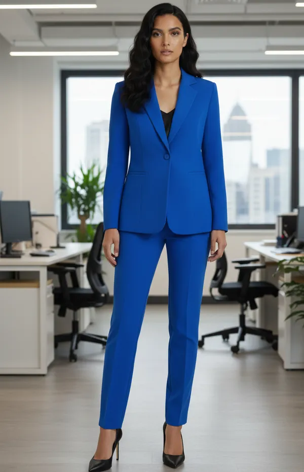 Royal_Blue_Polyester_Blend_Formal_Pantsuit_Single_Button_Blazer_With_Straight_Pants_For_Women