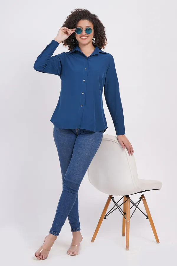 Women's_Teal_Blue_Formal/Casual_Shirt,_Long_Sleeve,_Sleeve_Button,_Collared