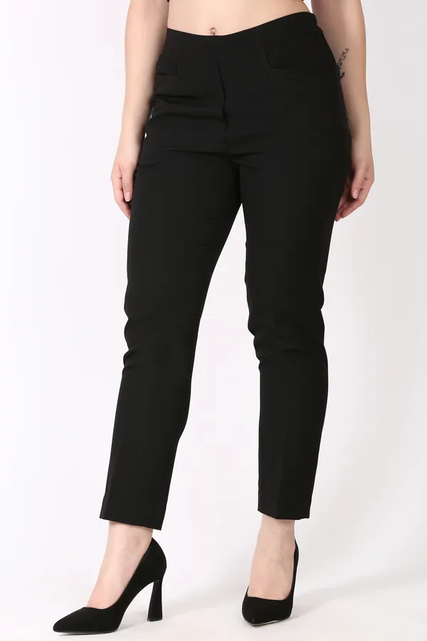 Black_Slim_Fit_Elastic_Trouser_For_Women