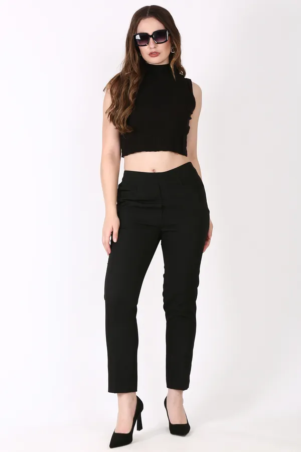 Black_Slim_Fit_Elastic_Trouser_For_Women