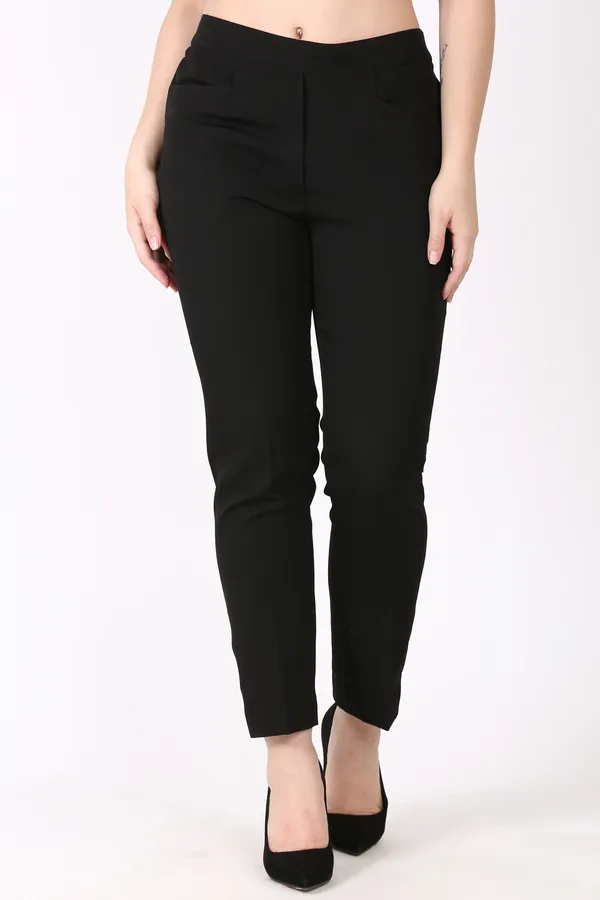 Black_Slim_Fit_Elastic_Trouser_For_Women