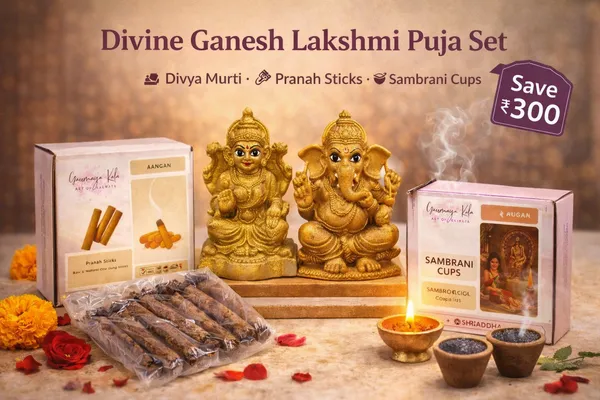 Divine_Ganesh_Laxmi_Puja_Set.__Divye_Murti_|__Pranah_Sticks_|__Sambrani_Cups