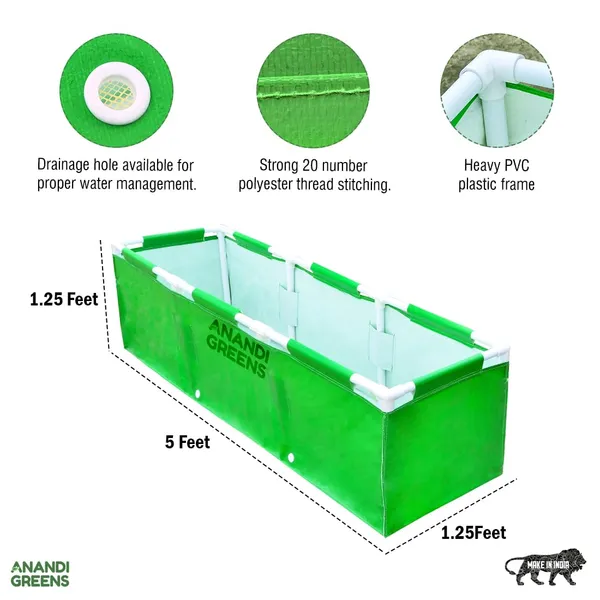 Green_Hdpe_Rectangular_Grow_Bag_5_X_1.25X1.25_Ft_360_Gsm